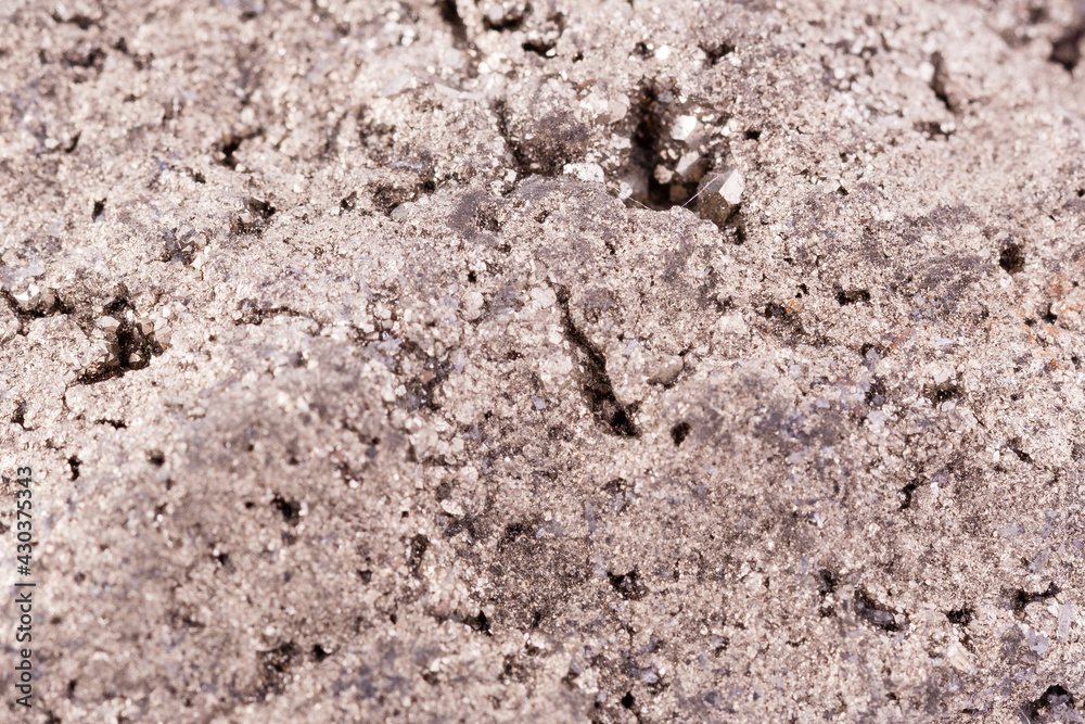 macro pyrite stone on a white background
