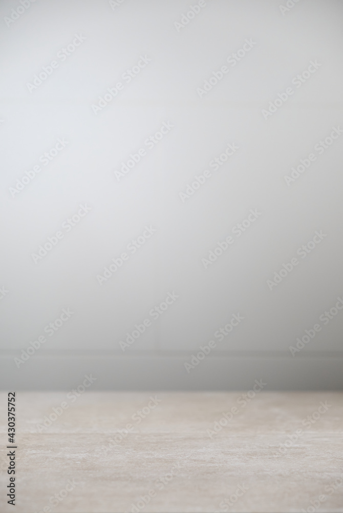 Old gray concrete base and white tile background. Front view with copy space for your product and text.