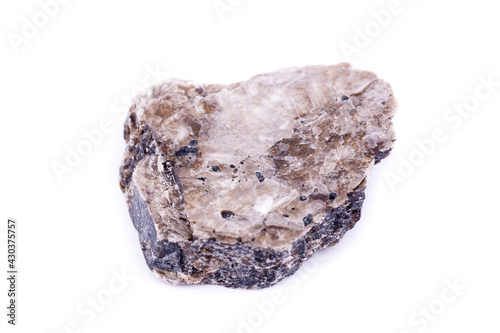 macro mineral stone heulandite on a white background photo