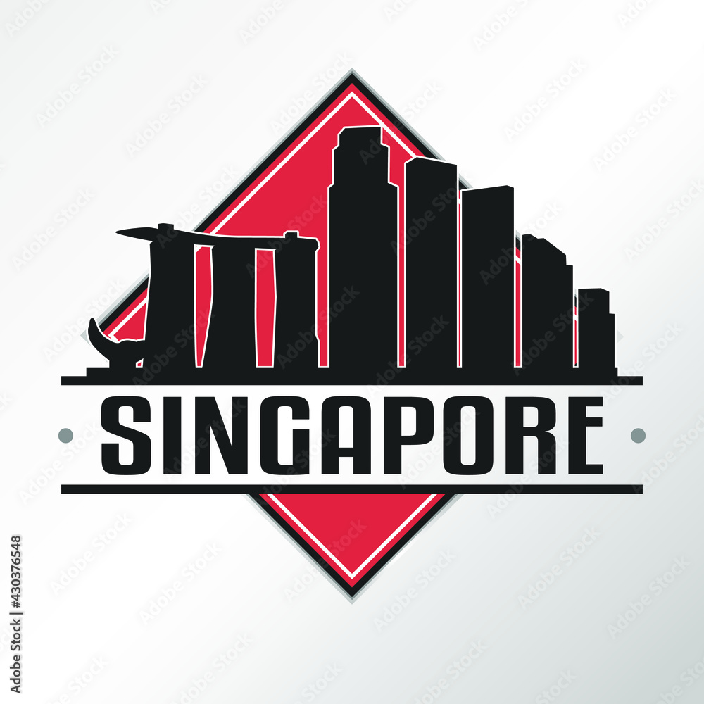 Singapore Skyline Logo. Adventure Landscape Design Vector Illustration.