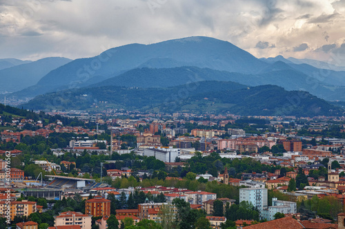 Aerial panoramic view of the Bergamo. Italy.