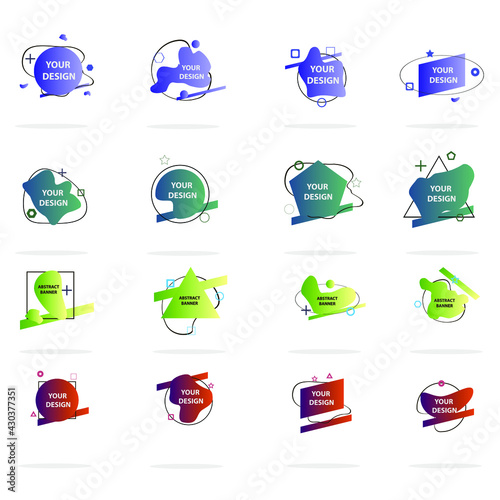 Set of modern abstract graphic elements. Gradient abstract banners with different shapes. Template for the design, logo, flyer banner, presentation. Vector illustration
