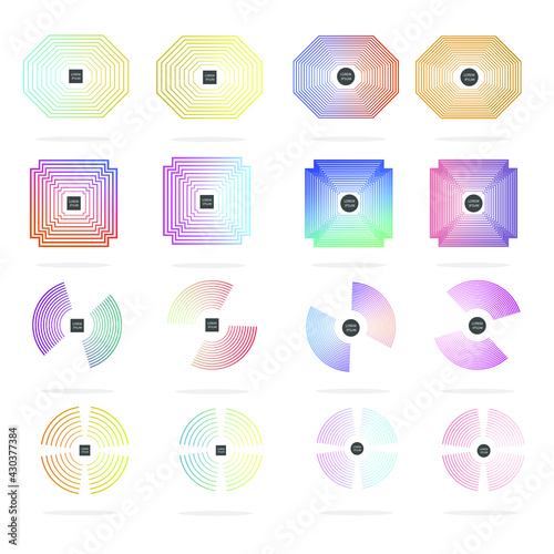 Set of modern abstract graphic elements. Gradient abstract banners with different shapes. Template for the design, logo, flyer banner, presentation. Vector illustration
