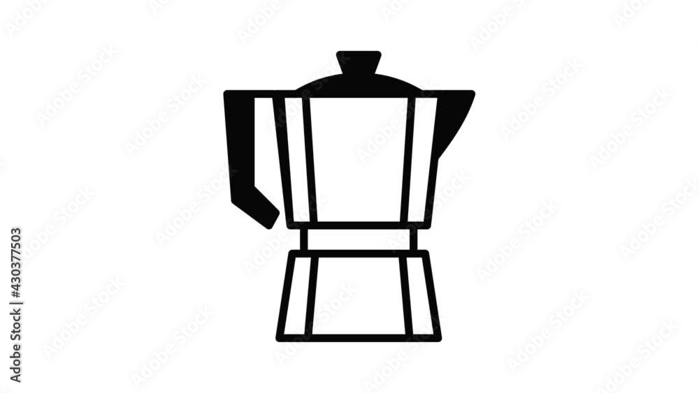 Steel coffee pot icon animation outline best object on white background Steel coffee pot icon animation outline best object on white background