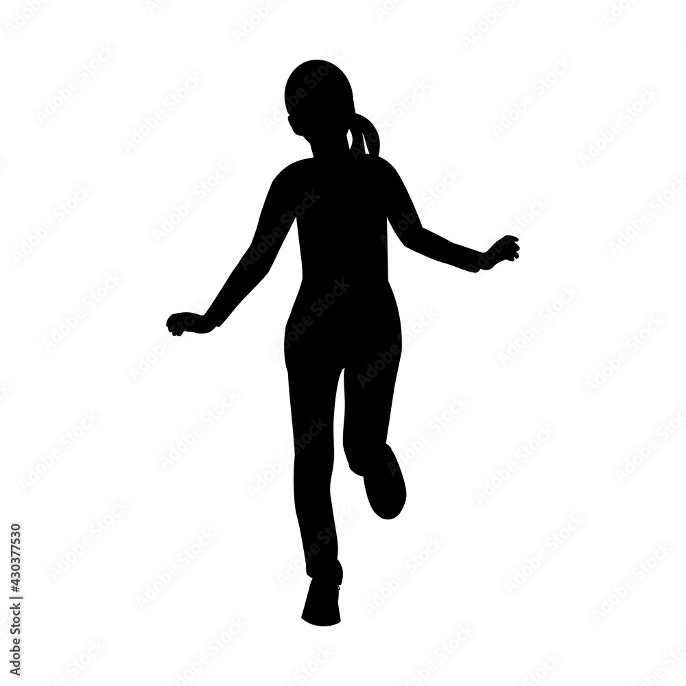 School girl teen silhouette runs forward vector isolated figure