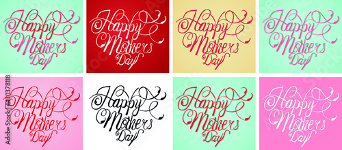 HAPPY MOTHERS DAY Handwriting Calligraphy design of set