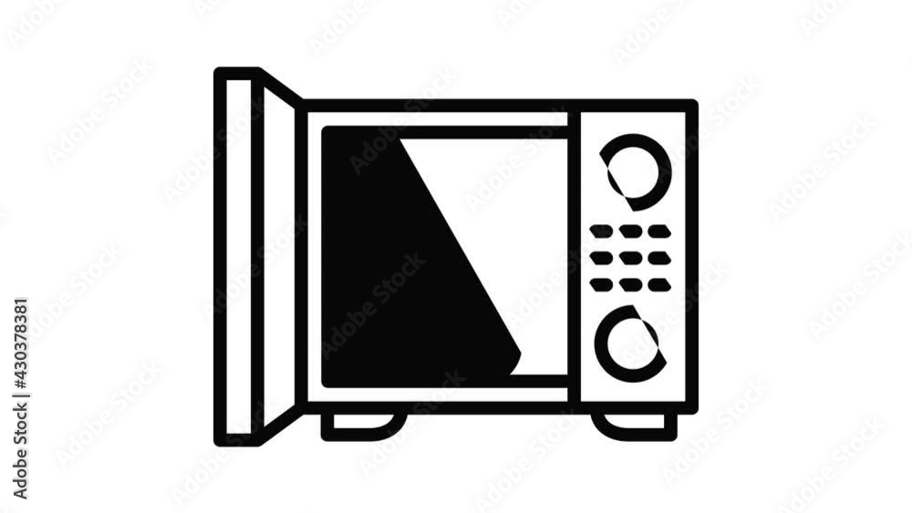 Open microwave icon animation outline best object on white background Open microwave icon animation outline best object on white background