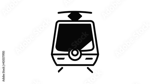 City tram car icon animation outline best object on white background