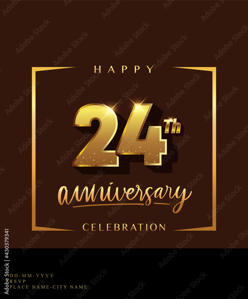 24th anniversary celebration logotype with handwriting golden color elegant design isolated on dark background. vector anniversary for celebration, invitation card, and greeting card.