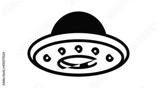 Flying ufo icon animation outline best object on white background