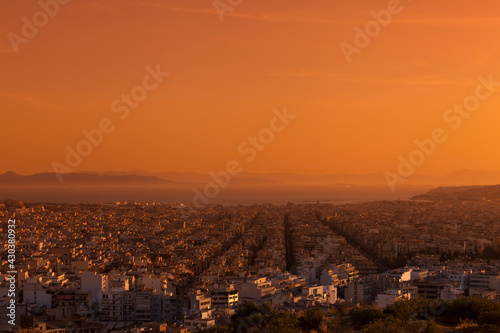 Yellow dawn over Piraeus, Athens