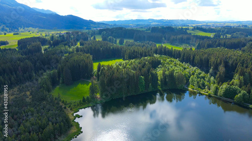 Wonderful Bavarian landscape in the German Alps - Allgau district - aerial view