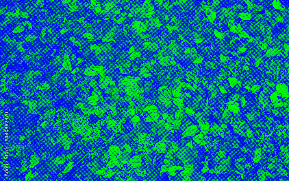 texture of glowing green leaves on blue foliage texture of glowing green leaves on blue foliage