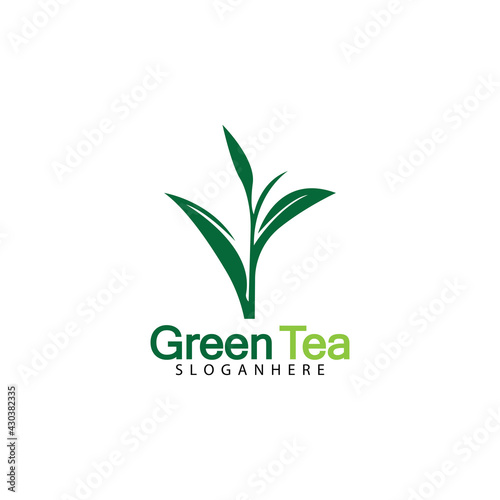 Green tea leaf logo vector icon illustration design isolated on white background-vector image