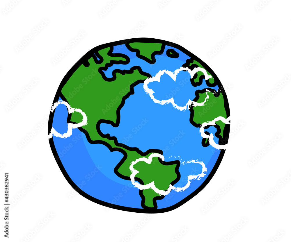 Planet Earth on a white background. Environment protection. Cartoon. Vector illustration.