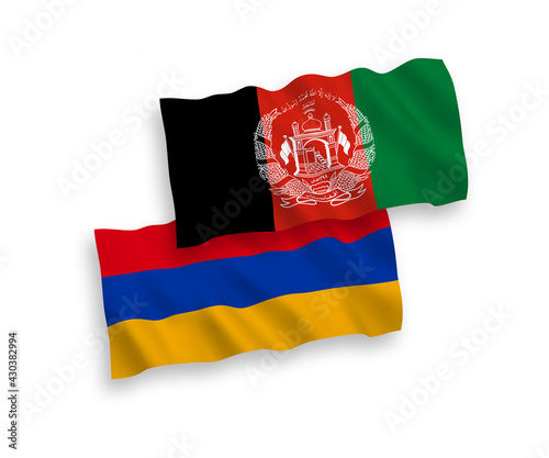 Flags of Islamic Republic of Afghanistan and Armenia on a white background