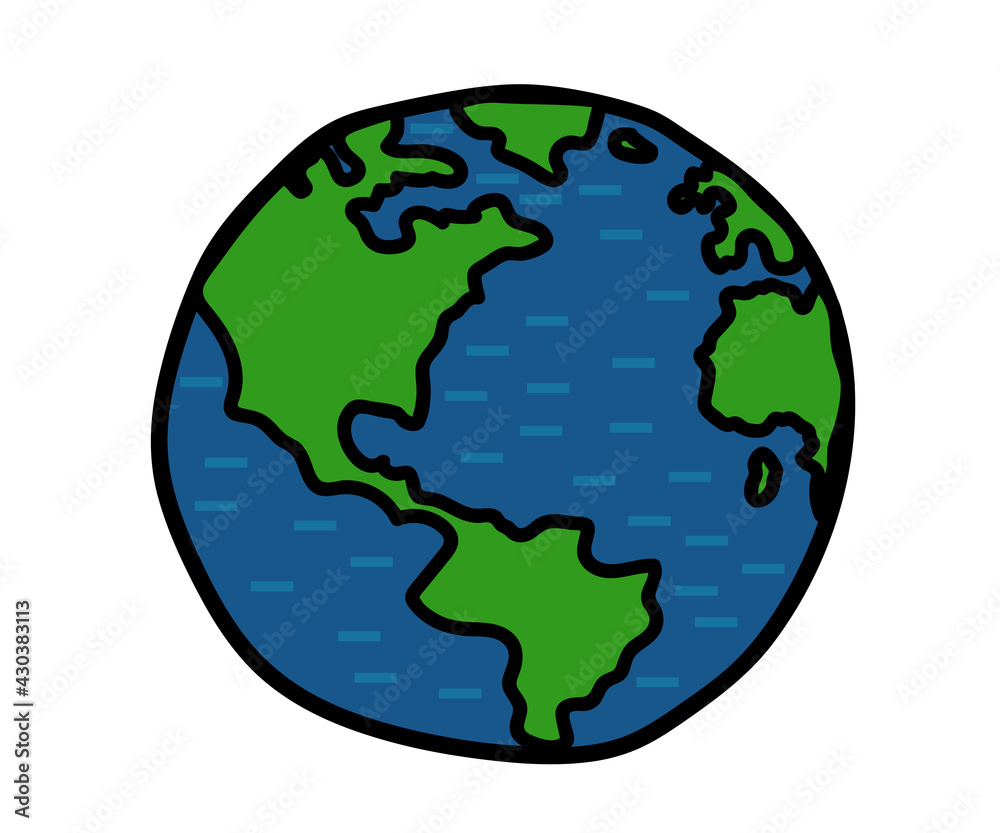 Planet Earth on a white background. The globe. Cartoon. Vector illustration.