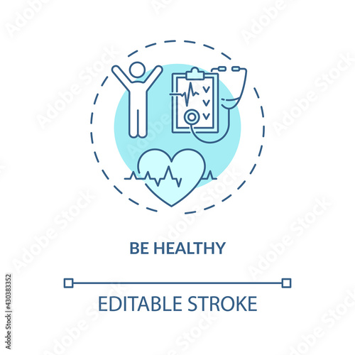 Be healthy concept icon. Healthy lifestyle idea thin line illustration. Be more active. Self care time. Keep emotional balance. Vector isolated outline RGB color drawing. Editable stroke