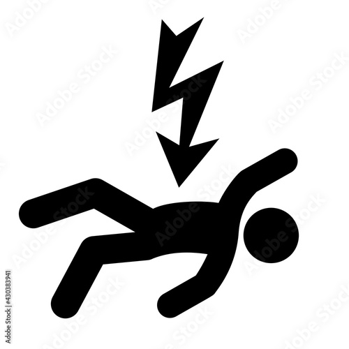 Person getting electric shock vector icon