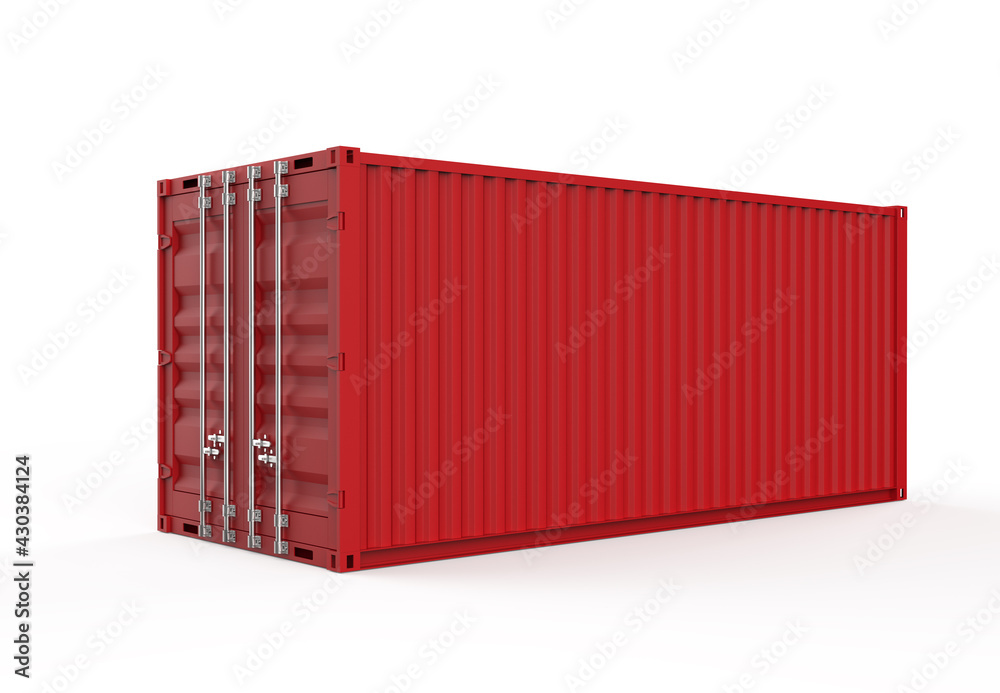 red container isolated on white - obrazy, fototapety, plakaty 