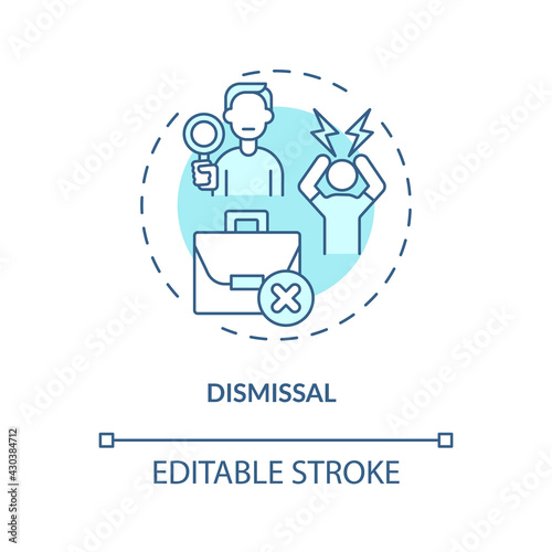 Dismissal concept icon. Firing from job idea thin line illustration. Stop moving. Job transition reason. Dismissed from position. Vector isolated outline RGB color drawing. Editable stroke