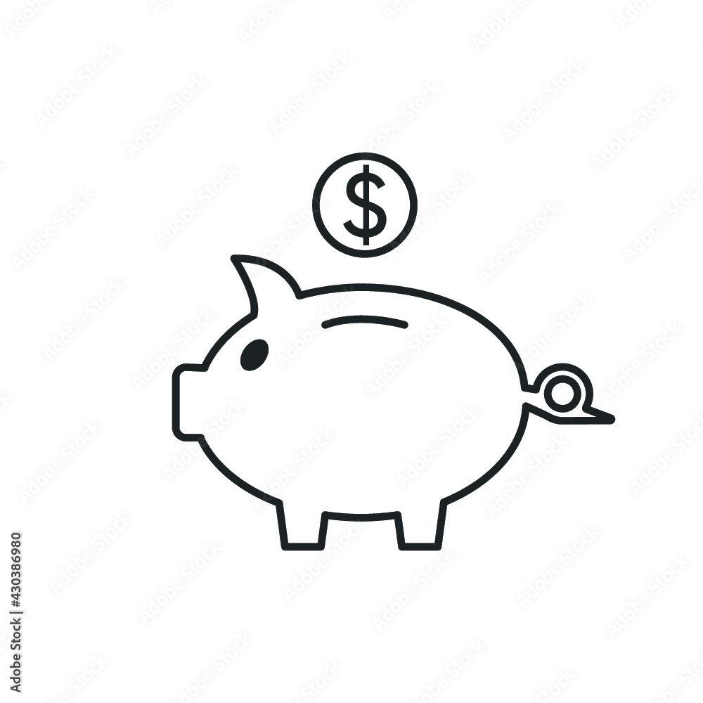 Piggy bank icon. Simple design on white background. Piggy bank icon. Simple design on white background.