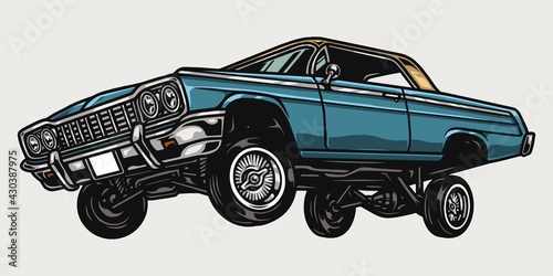 Retro lowrider car colorful concept