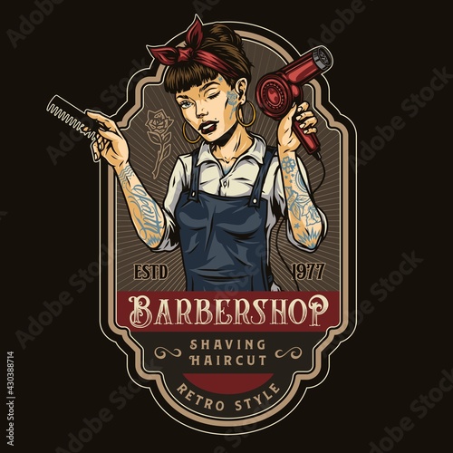 Barbershop vintage colorful logo