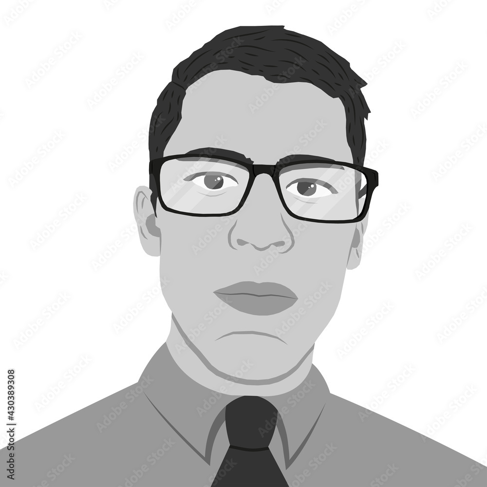 Black and white portrait of an attractive young businessman with glasses. Black and white portrait of an attractive young businessman with glasses.