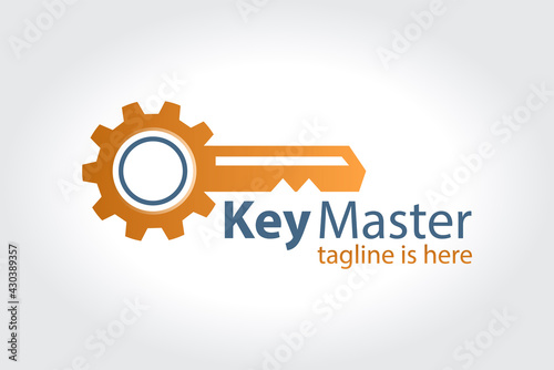 Abstract creative key duplication logo concept. Professional skilled key cutter sign.