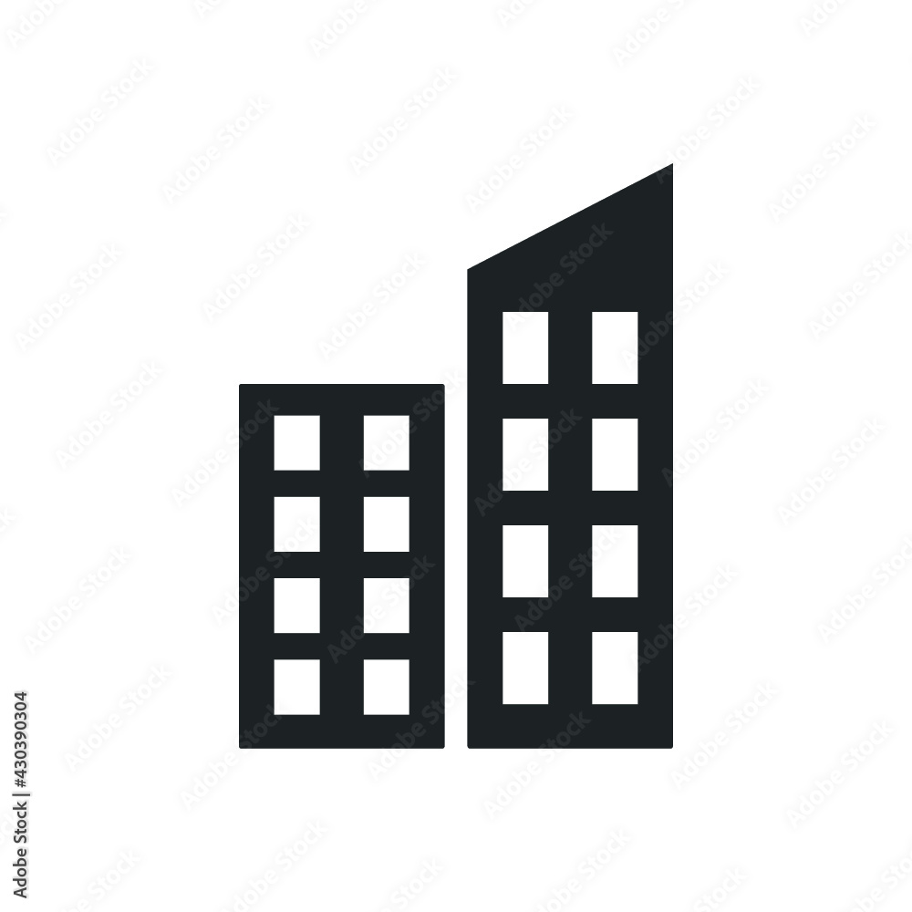 Office building sign icon in flat style Office building sign icon in flat style