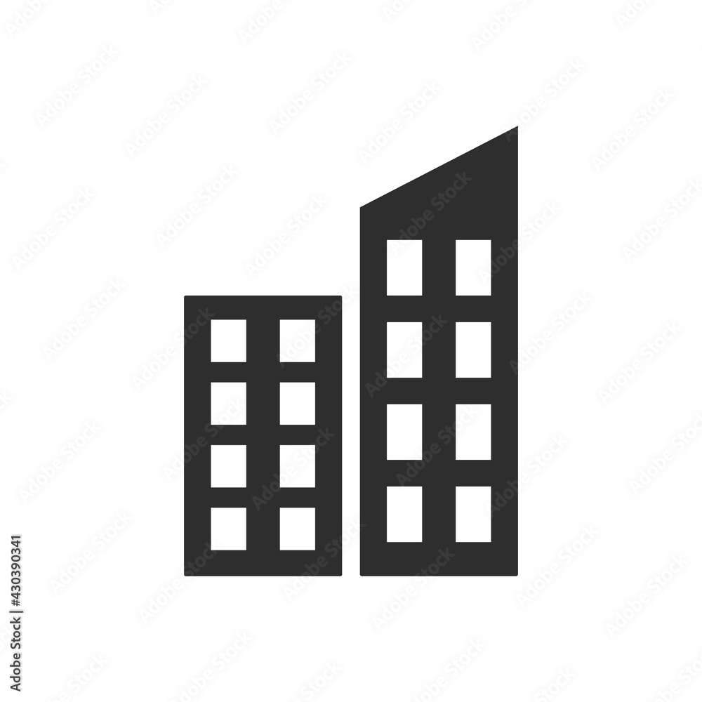 Office building sign icon in flat style Office building sign icon in flat style