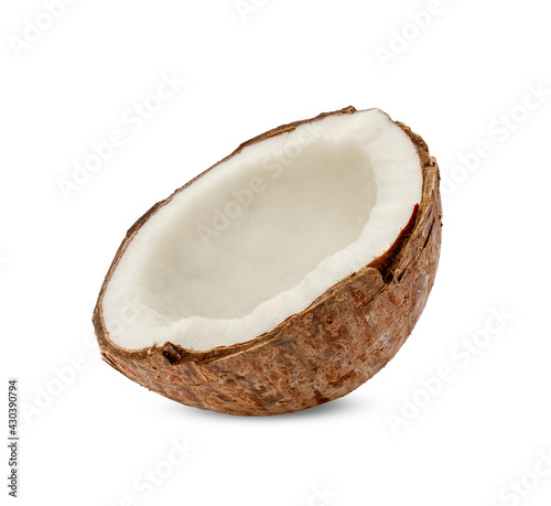 Half coconut isolated on white background