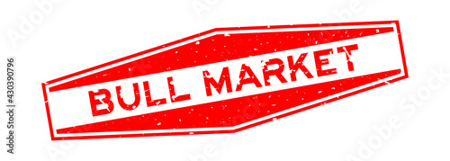 Grunge red bull market word hexagon rubber seal stamp on white background
