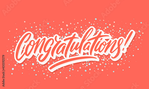 Congratulations. Vector handwritten lettering banner. 