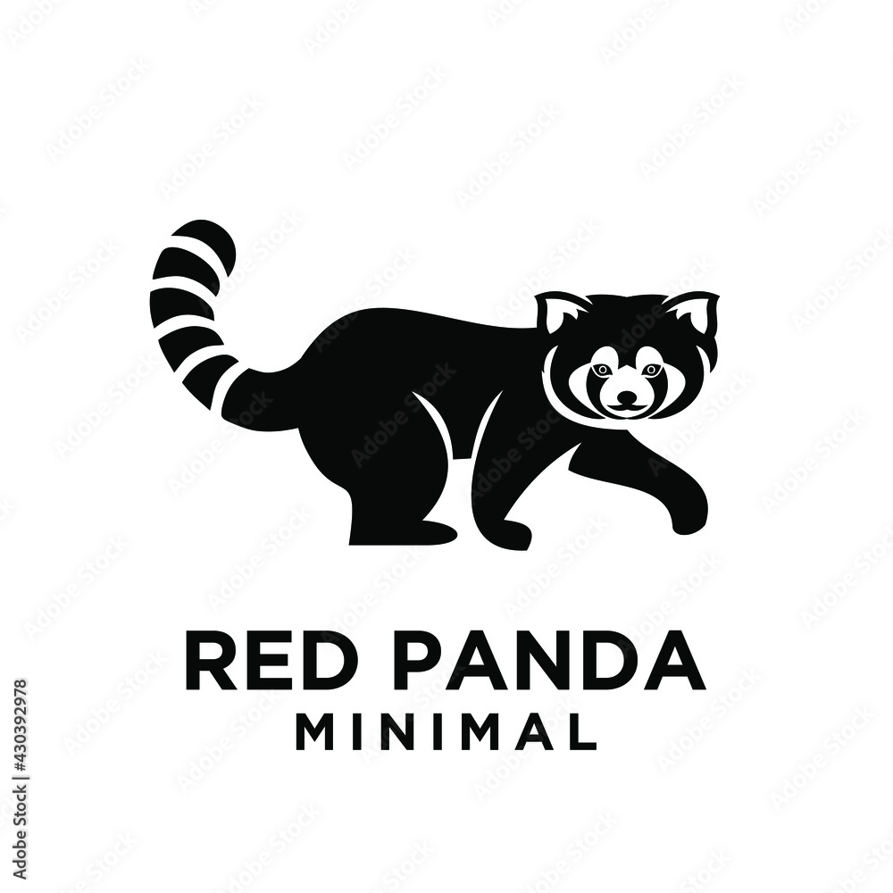 red panda silhouette logo icon design