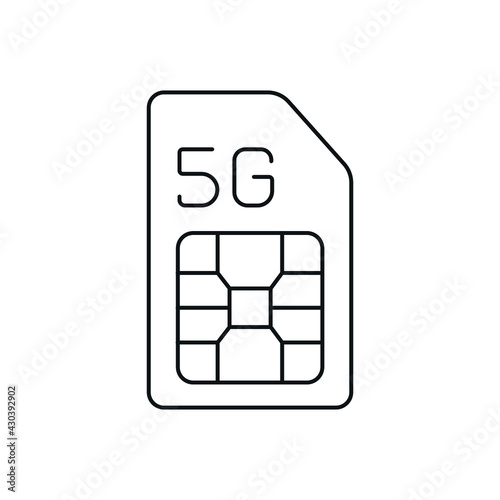 5g connection sim card linear icon. High speed internet. Thin line customizable illustration. Contour symbol. Vector isolated outline drawing. Editable stroke