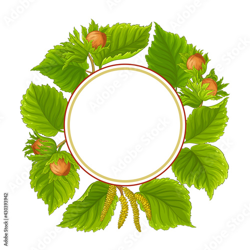 hazelnut frame on white background
