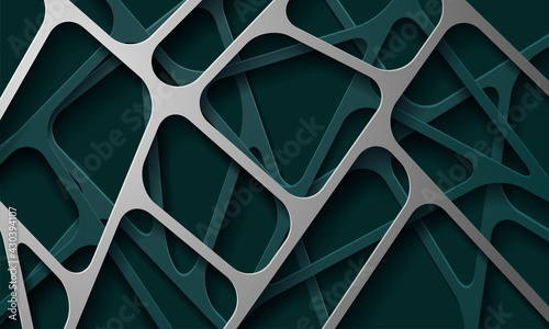 Abstract 3d background with green paper layers