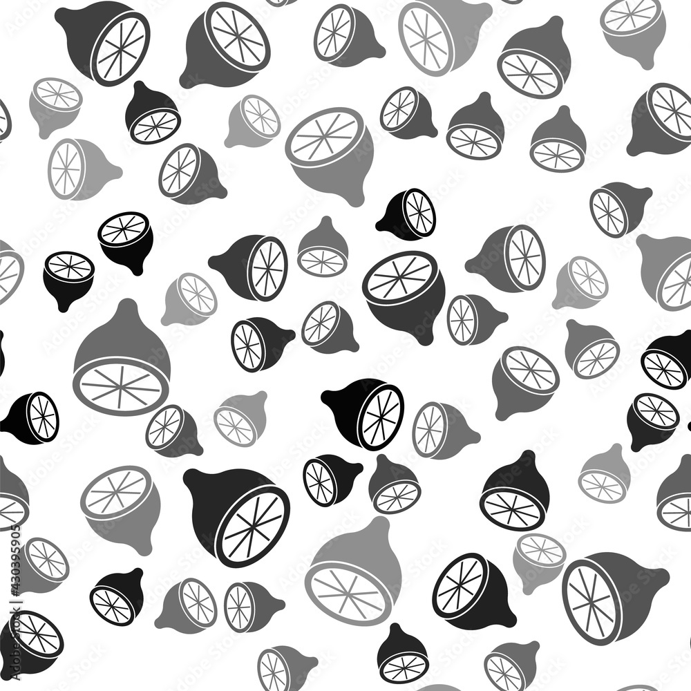 Black Lemon icon isolated seamless pattern on white background. Vector Black Lemon icon isolated seamless pattern on white background. Vector
