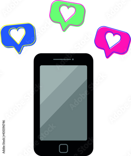 Vector illustration smartphone with heart emoji 