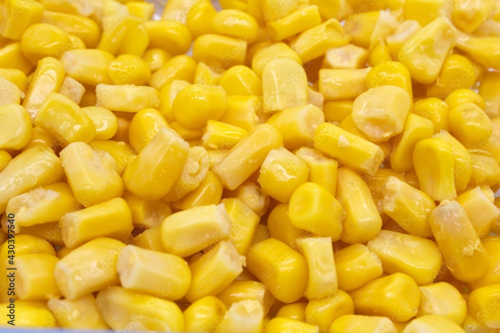 image of organically grown tender and cooked corn kernels