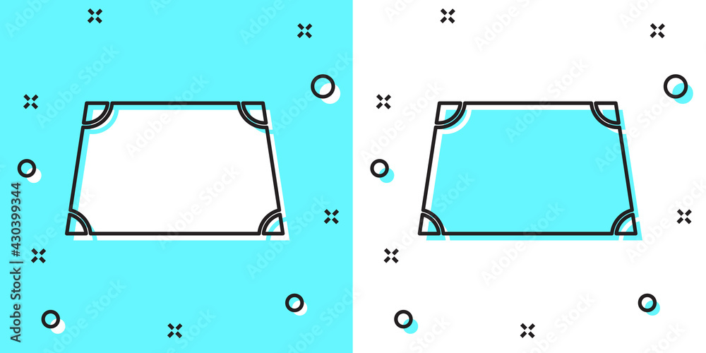 Black line Acute trapezoid shape icon isolated on green and white background. Random dynamic shapes. Vector