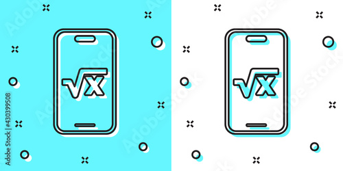 Black line Square root of x glyph icon isolated on green and white background. Mathematical expression. Random dynamic shapes. Vector