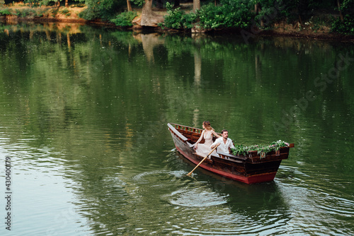 a boat trip for a guy and a girl along the canals and bays of the river