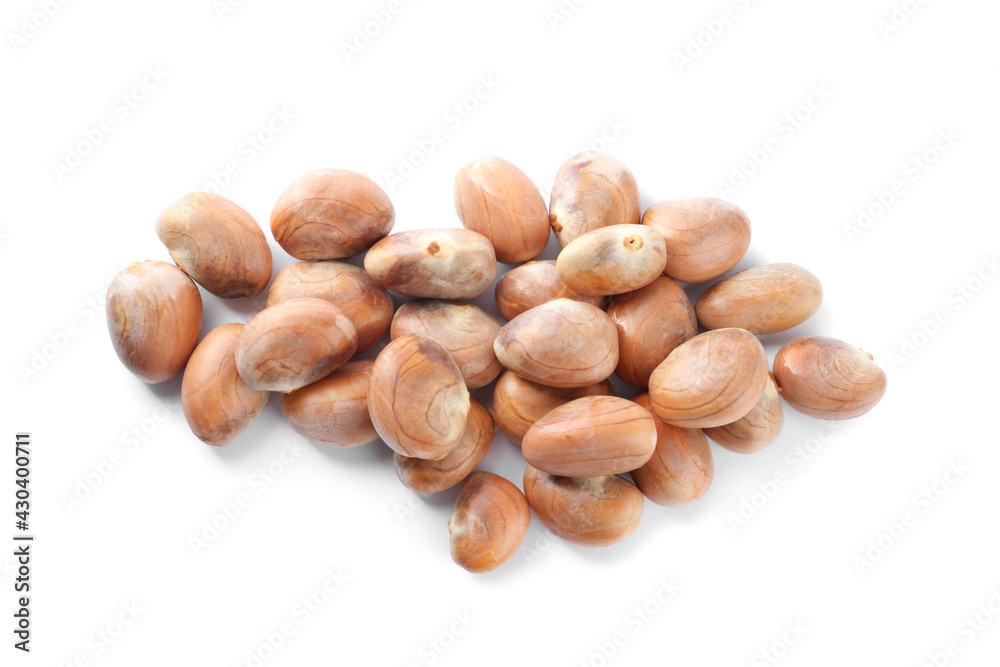 Many jackfruit seeds on white background, top view Many jackfruit seeds on white background, top view