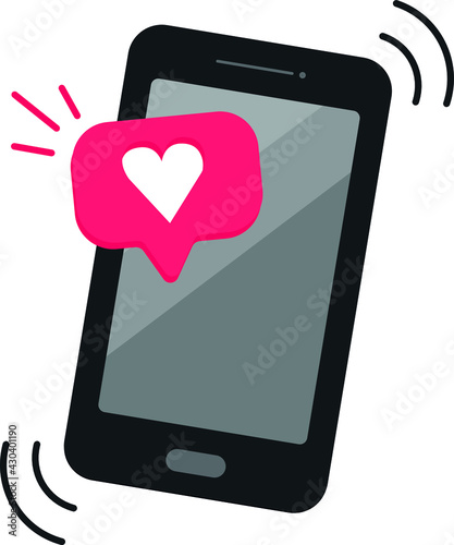 Vector illustration smartphone with heart emoji message