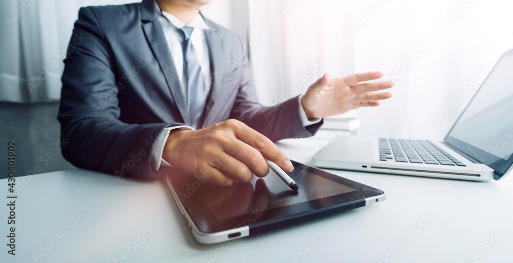 Woman using a laptop with World and big data network connection, World Wide Web, social network