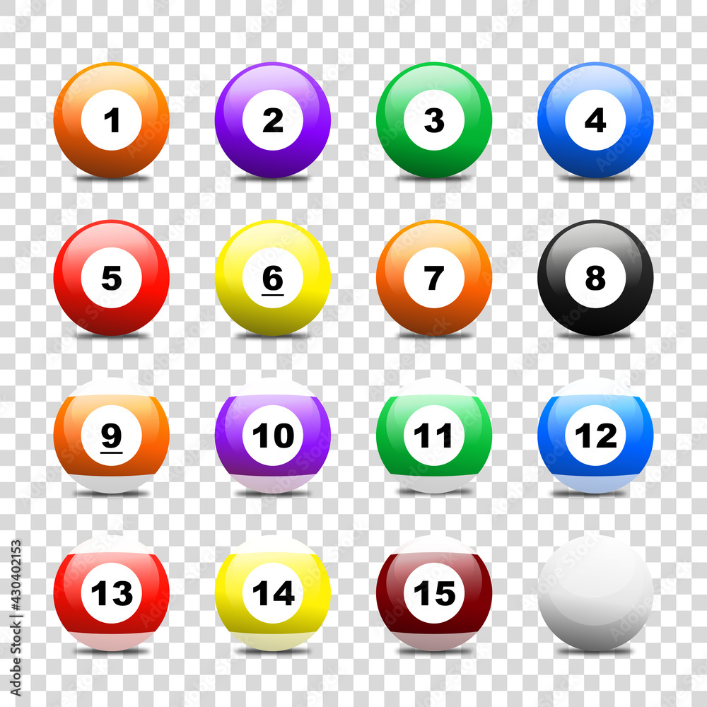 pool balls isolated on white, Billiard Ball pool balls isolated on white, Billiard Ball