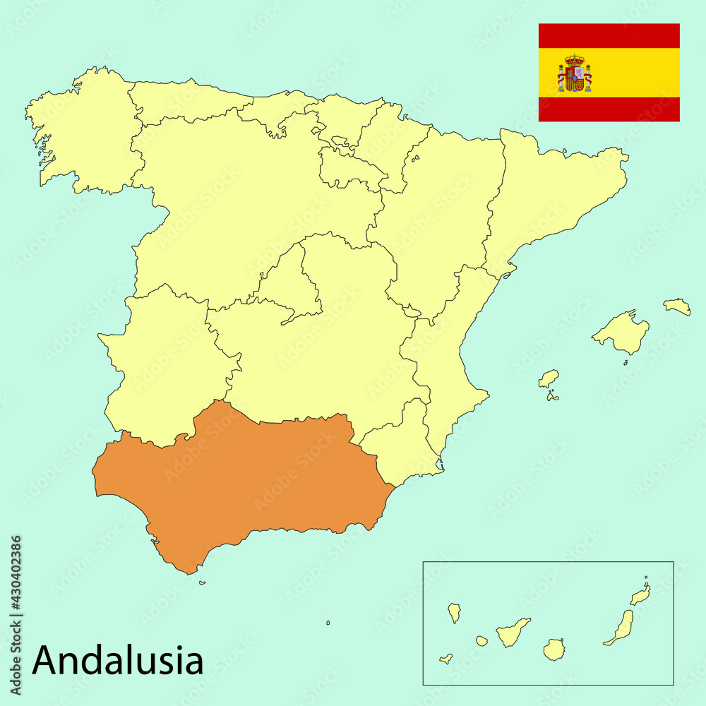 spain map, andalusia, vector illustration 